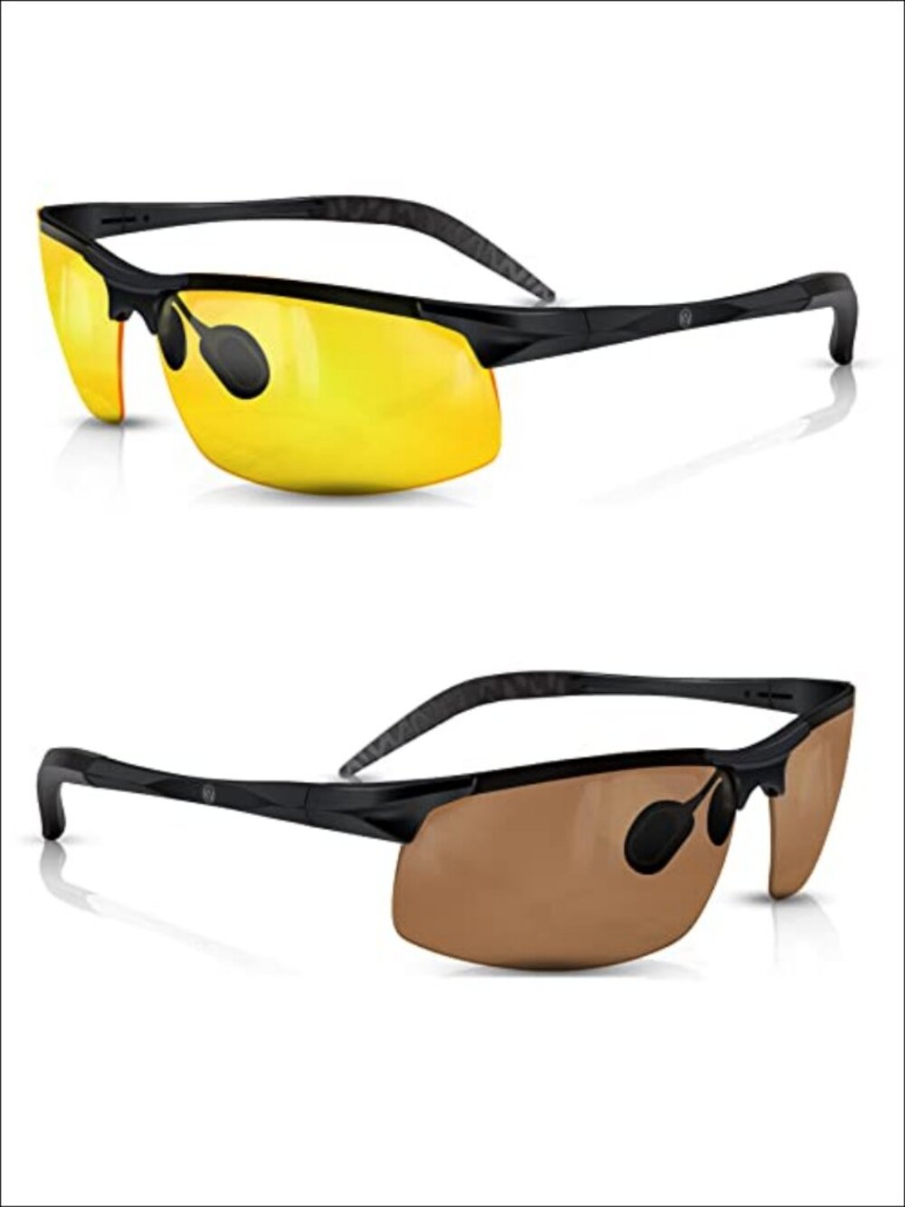 2 Pack HD Polarized Driving Glasses Night Vision Sunglasses Semi-Rimless